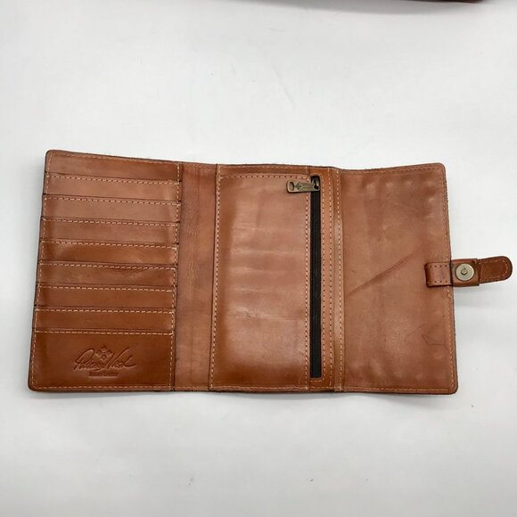 Patricia Nash Brown Leather Map Print Tote And Wallet - Picture 11 of 12